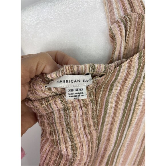American Eagle Full Body Length Jumpsuit Ladies XS Multicolor Stripe Halter L30" - Picture 8 of 12